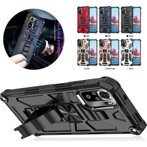 Invisible Holder Shockproof Phone Case For Redmi Note 10 Pro Max 10S Cases Anti-fall Armor Hard Cover For Redmi Note 9S 8 7 Pro
