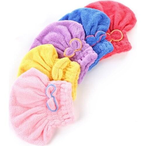 Bathing Cap 25*30cm Dry Hair Hat Coral Velvet Super Absorbent Quickly Dry Hair Turban Head Wrap Hats Bathroom Supplies