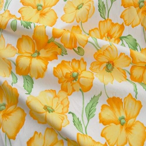 Pretty 50x160cm 100% Cotton Yellow Sunflower Printed Cotton Fabric Cloth Beding Quilting DIY Fabric