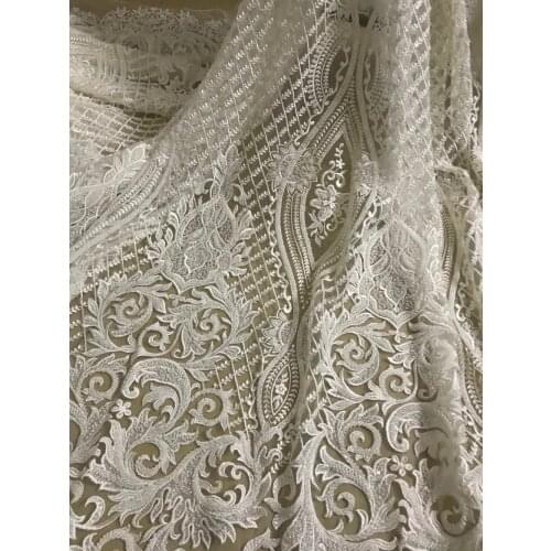 Good looking African Tulle Lace Fabric with beads embroidered African French Lace Fabric SYJ-32712 high quality