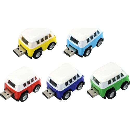 Little Bus Usb Flash Drive Mini Car Model 4GB 8GB 16G 32G 64GB Pendrive USB 2.0 Pen Drive Flash Memory Stick Drive Stundent Gift