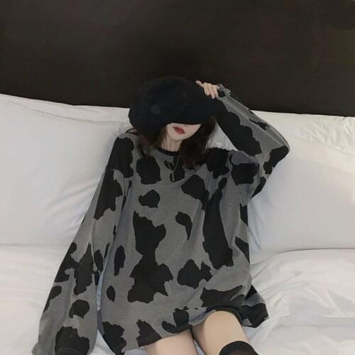 Long Sleeve Women T Shirt 2020 New Spring Autumn All-matched Loose Female Tops Outerwear Leopard Pullover Fashion Shirts M L XL