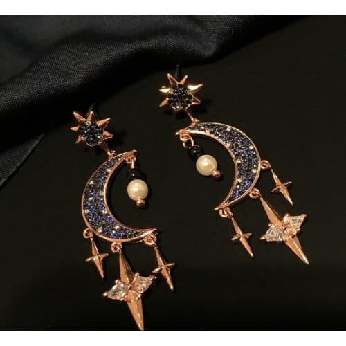 2020 Trendy Gold Color Statement Big Hollow Star Moon Stud Earrings For Women Girl Fashion Female Party Jewelry