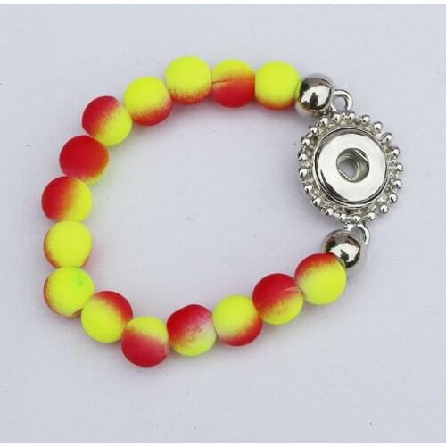 1PC Children Kids 15cm Length Yellow&Red Color Rubber Beads Handmade Bracelets 18mm Snap Button Bracelet For Diy Snap Jewelry