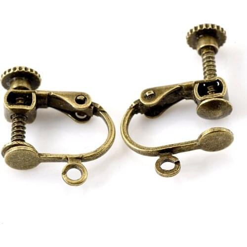 20Pcs Bronze Tone Clips On Screw Earring DIY Jewelry Findings with Loop 17x14mm(5/8"x4/8")