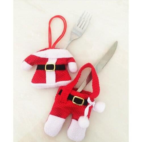5Set/Bag small clothes pants tableware sets of goods Christmas knife and fork bag sets of table decorations Christmas supplies