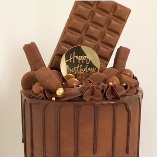 50pcs Gold Happy Birthday Cupcake Topper Rose Gold Silver Acrylic 3d Circle Cake Topper For Birthday Party Cake Decorations 5cm