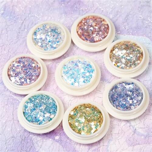 8 Colors/Set Holographic Nail Sequins Iridescent Nail Glitter Mermaid Hexagon Sequins DIY Manicure Art MT09
