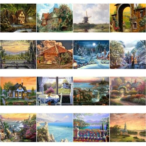 5D Diamond Full Round Drill Anime Diamond Painting Pastoral Landscape Embroidery Mosaic Cross Stitch Winter Home Decor Gift
