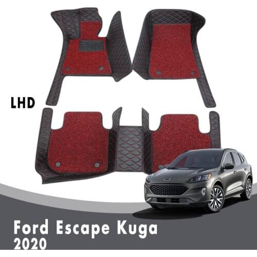 Car Floor Mats For Ford Escape Kuga 2020 Carpets Luxury Double Layer Wire Loop Interior Accessories Custom Leather Styling Rugs