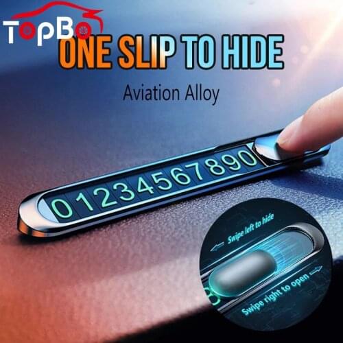 Car Styling Hidden Temporary Parking Card Metal Alloy Texture Phone Plate Number Car Self-adhesive Sticker Card Dropshipping