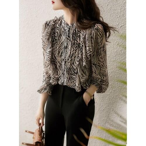 Women Blouse Spring Autumn Korean Ladylike Chiffon Tassel Office Lady Tops Full O-Neck Aesthetic Clothes Small Fresh
