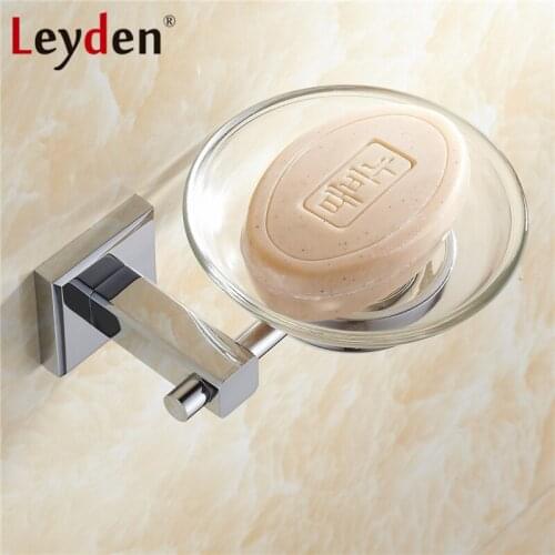 Leyden Bathroom Soap Holder Copper Soap Dish Wall Mounted Chrome Shower Soap Dishes Holder Glass Dishes Bathroom Accessories