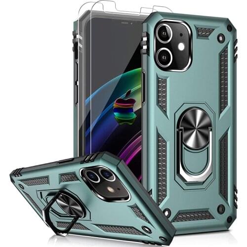 For iPhone 12 Pro Max 12 Mini 5.4inch Case,Military Grade 15ft. Drop Tested Protective Kickstand Magnetic Car Mount Case