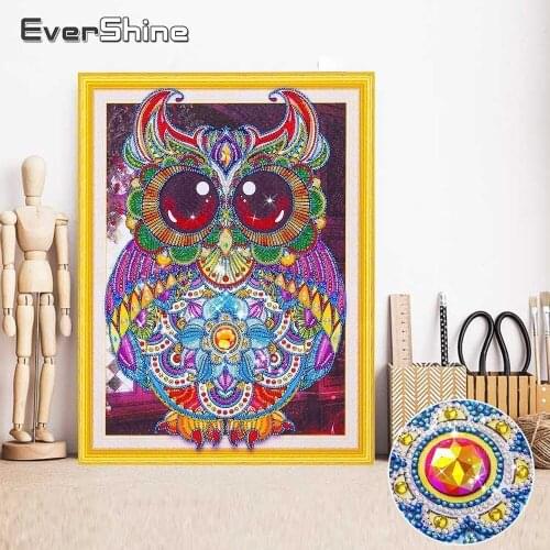 EverShine 5D Diamond Painting Owl Cartoon Picture Of Rhinestones Diamond Embroidery Animal Full Set Special Shape Home Frescoes