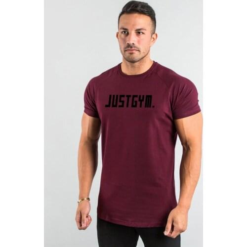 Brand Men T-Shirt Fitness Slim Fit Shirts Short Sleeve Cotton Gym Workout Clothes Fashion O-Neck Letters Printed Summer Teeshirt