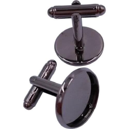 Gunmetal Black 12mm 14mm 16mm 18mm 20mm Round French Cufflinks Blank Setting Trays Bezel Base Cabochon Cameo Jewely CL004