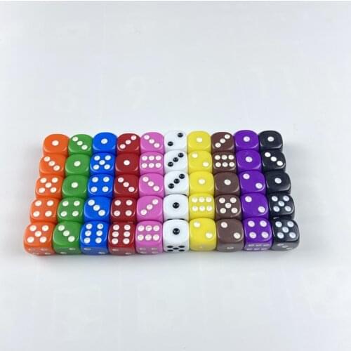 10Pcs/Lot 16mm Drinking Dice Acrylic White Round Corner Hexahedron Dice Party Playing Games RPG Dice Club/Party/Family Games