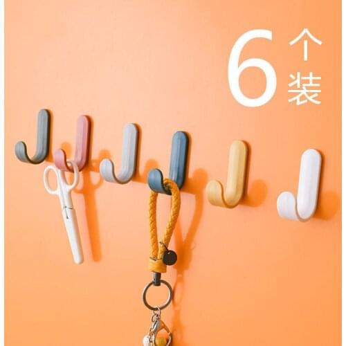 J type Nordic non-nail adhesive hook kitchen non-mark adhesive hook door hanging coat hook non-punch coat hook
