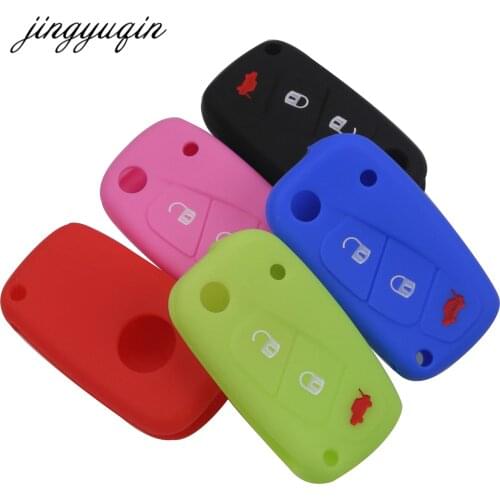 Jingyuqin 30pcs/lot Silicone Car Key Cover for FIAT Panda Stilo Punto Doblo Grande Bravo Ducato Minibus 3 Buttons Flip Key Case