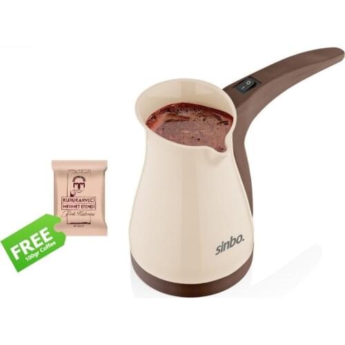 Coffee Machine Sinbo Electric Turkish Coffee Espresso Cappuccino Easy Portable Fast Wired 1000W 0.4L 5 Cup Capacity One Touch