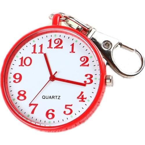 Quartz Pocket Watch Keychain Clocks Round Dial Portable Simple Pendant for Women Men -MX8