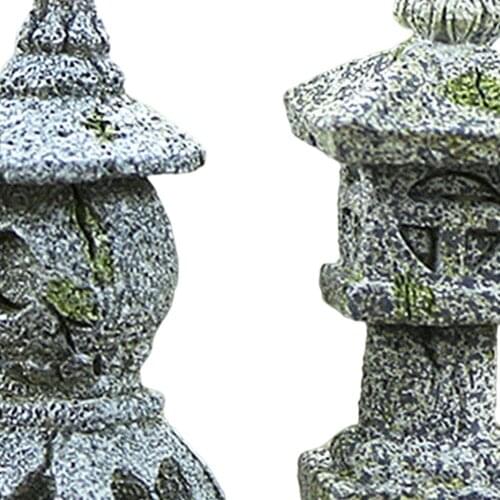 2 Pcs Miniature Pagoda Lantern Statue Oriental Statue Tower Patio Furniture For Home Decor Statue