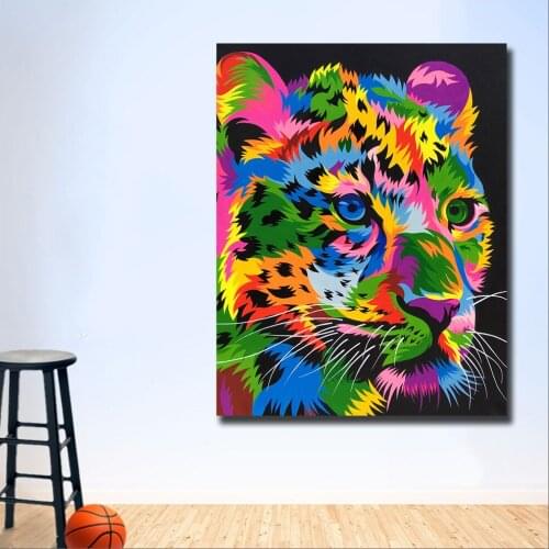 Fashion Large Size Printing Pop AnimalColors Cheetah Wall Pictures for Living Room Office Bedroom Modern Canvas Oil Painting