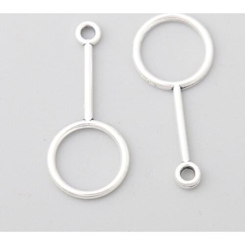 RAINXTAR Fashion Alloy Circle Dangling Charms Jewelry Making Connector Charms 12*27mm 200pcs AAC2006