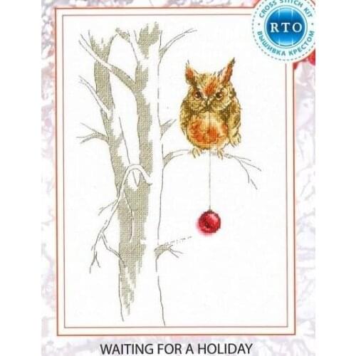Gold Collection Lovely Counted Cross Stitch Kit Waiting for A holiday Owl and Cherry Fruit rto