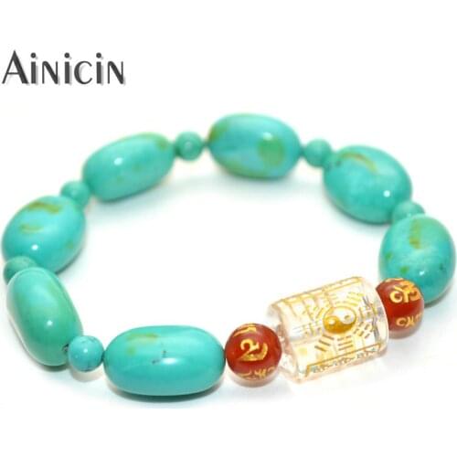 New Arrival Howlite Turquoise Nugget Beads Fengshui trigram Lucky Strand Bracelets For Men and Women Jewelry 7.5'' Gift 10pcs