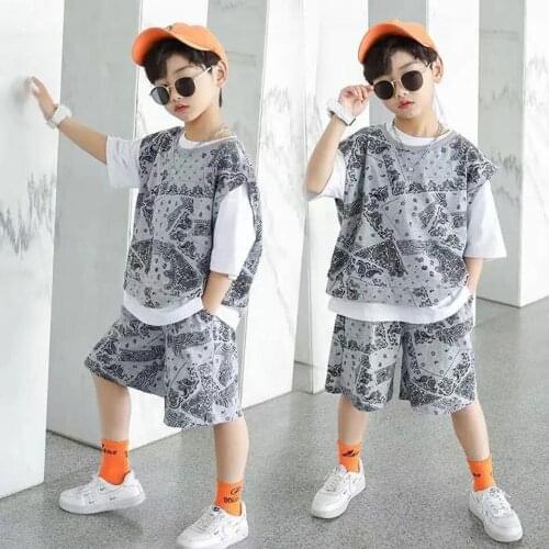 New Summer Baby Boys Short Sleeve t-shirt+Vest+Short Pant 3Pieces Children Clothing Sets Casual Sport Boys Suits For 2t-12Yrs