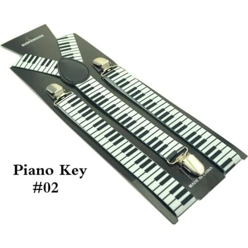 2.5cm Men Women Unisex "Piano Key Board" Suspender 3 Clips Braces Elastic Braces Suspender For Trousers Pants Holder Y- back