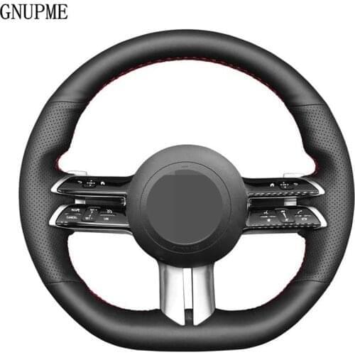 Hand-stitched DIY Soft Black Artificial Leather Car Steering Wheel Cover For Mercedes Benz C-Class W206 2021 E-Class W213 2021