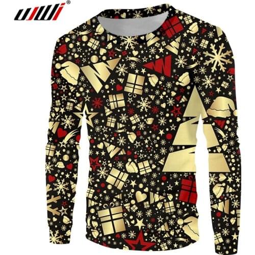 UJWI Harajuku Christmas Sweatshirt 3D Print Tree Hoodies Women/ Men Hiphop Long Sleeve 0-Neck Pullover Jumpers Plus Size 5xl