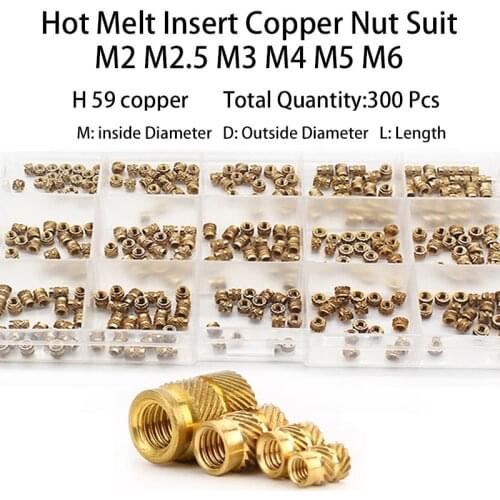 Hot Melt Insert Copper Nut Suit SL-type Double Twill Knurled Injection Brass Nut Suit Heating Molding Copper Thread Inset Nut