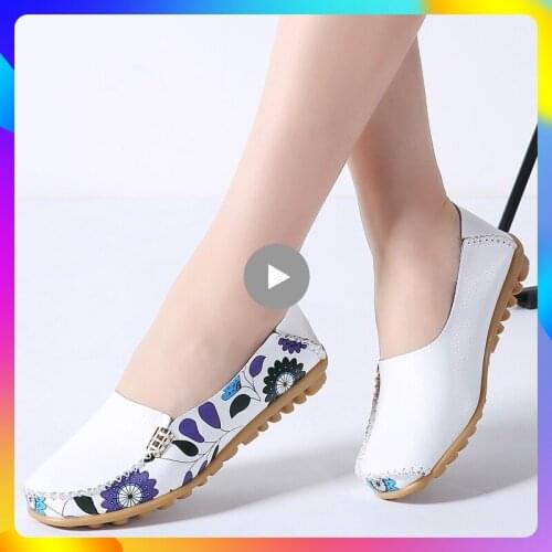 Women casual loafers flats shoes women genuine leather slip-on ballerines flats soft comfortable women shoes