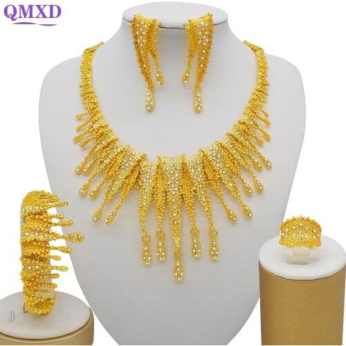 Wholesale Jewellery Set Dubai Gold Necklace Jewellery for Womens Anniversary Parties and birthday Gift
