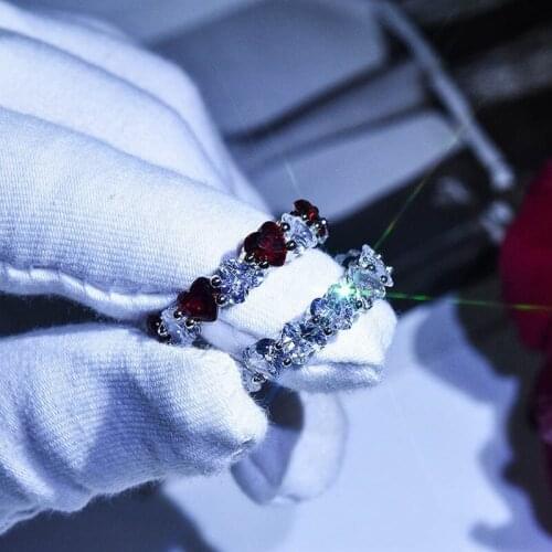 Female Luxury Wedding Open Ring Bright Super Flash Heart-shaped Engagement Promise Rings For Women Jewelry