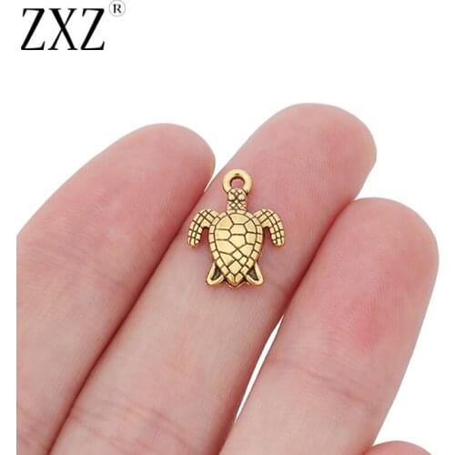 ZXZ 20pcs Antique Gold Small Tortoise Turtle Terrapin Charms Pendants Beads 16x12mm