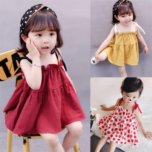 2020 Summer 100% Cotton Baby Girl Dress Red 1st Birthday Princess Dresses for Party Wedding 1-5Y Infant Newborn Baptism Clothes