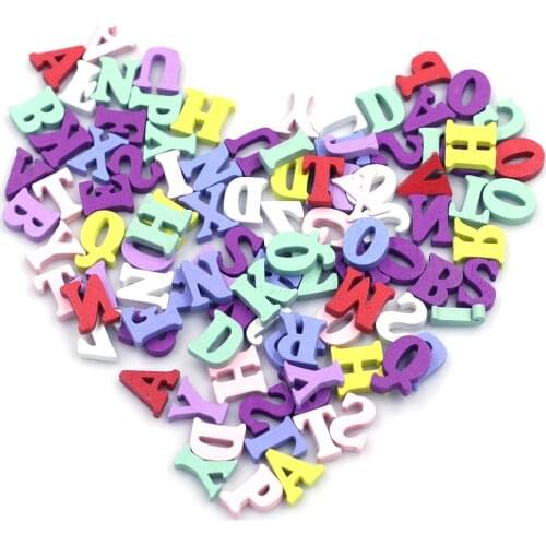 30Pcs Mixed Random Wood Letters Alphabet DIY Scrapbook Embellishments Crafts Charms Jewelry Accessories 21x15mm-15x6.5mm