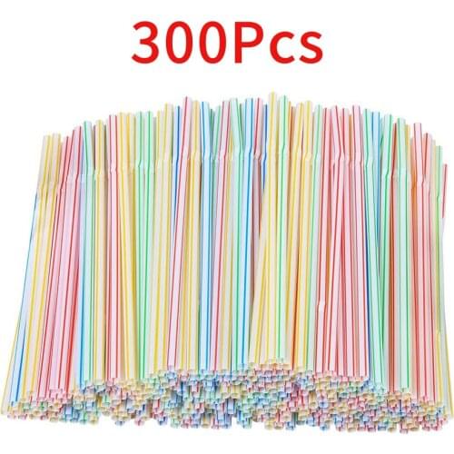 300Pcs Plastic Drinking Straws Multicolor Bendable Disposable Beverage Straws Juice Milk Tea Drink Straw Wedding Party Supplies