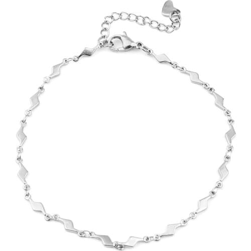 304 Stainless Steel Chain Anklet Silver Color/Gold Color Lightning Heart Women Anklet Bracelet on the leg Fashion Trend, 1 Piece