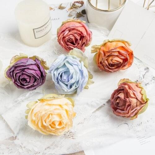5PCS High Quality Roses Head Fire Wedding Decorative Christmas Wreaths Home Decor Brooch Artificial Flowers for Scrapbooking
