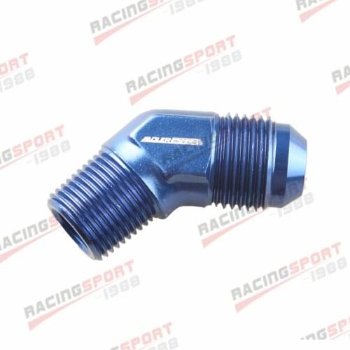8AN AN8 AN-8 To 3/8" NPT 45 Degree Male Fitting Adapter Aluminum Blue