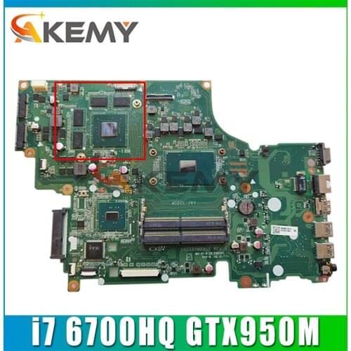 Akemy DA0ZRYMB8G0 for ACER V15 V5-591 V5-591G T5000 Laptop motherboard CPU i7 6700HQ GTX950M DDR4 Test OK Mainboard