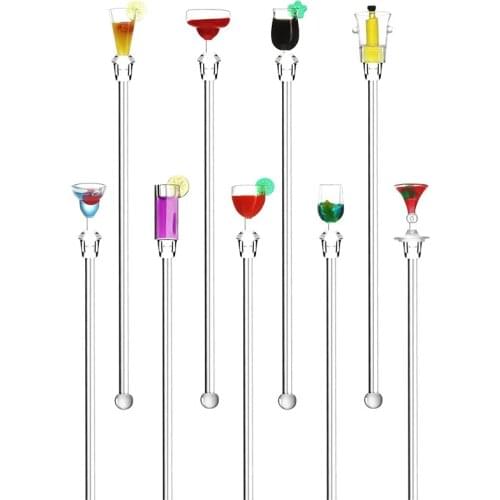 Acrylic Cocktail Stirrer Sturdy Cocktail Swizzle Stirrer Clear Swizzle Sticks Cocktail Colorful Cocktail Drink Stirrer