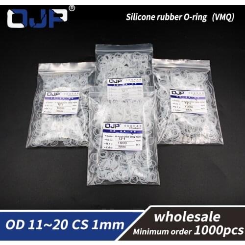 1mm Thickness 1000PCS/lot wholesale White Silicon Oring Silicone/VMQ OD11/12/13/14/15/16/17/18/19/20mm O Ring Seal Rubber Gasket