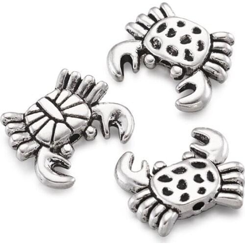 20pcs Tibetan Style Alloy Beads Crab Octopus Jellyfish for Jewelry Making DIY Bracelet Necklace Accessories Finding